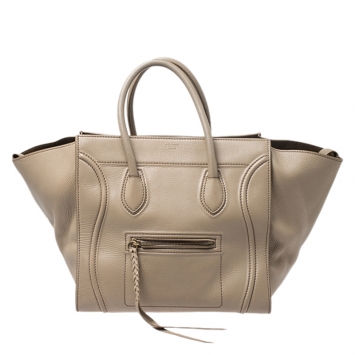 Pre Owned Celine Beige Leather Medium Phantom Luggage Tote