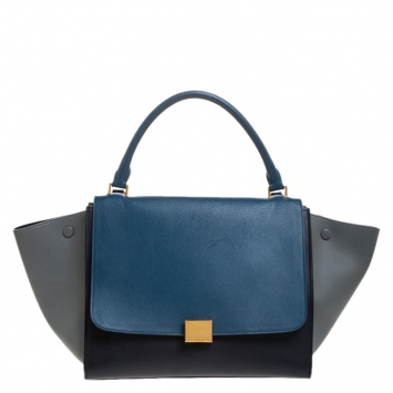 Pre Owned Celine Tri Color Leather Medium Trapeze Bag