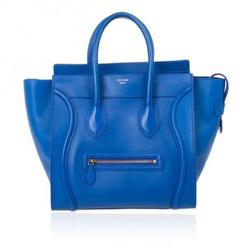 Pre Owned Celine Blue Mini Luggage Tote 