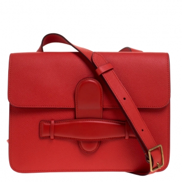 Pre Owned Celine Orange Leather Symmetrical Shoulder Bag 