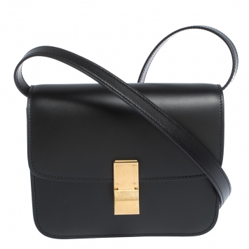 Pre Owned Celine Black Leather Small Classic Box Flap Bag