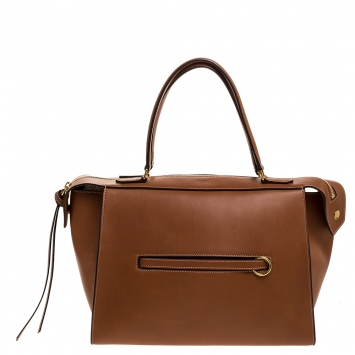 Pre Owned Celine Tan Leather Small Ring Satchel