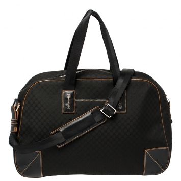 Pre Owned Celine Black Macadam Nylon and Leather Travel Bag
