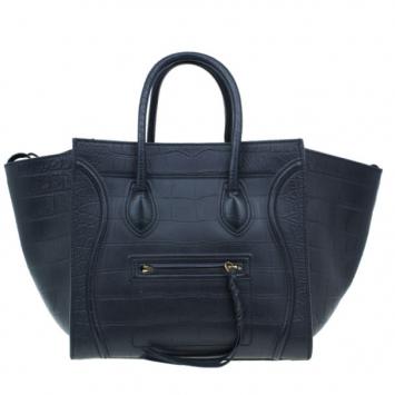 Pre Owned Celine Black Croc Embossed Phantom Bag