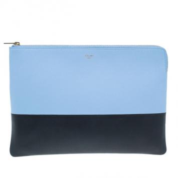 Pre Owned Celine Blue Leather Solo Clutch