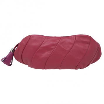 Pre Owned Celine Two Tone Red Pleated Clutch