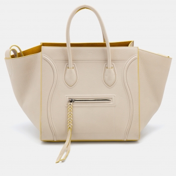 Pre Owned Celine Off White Leather Medium Phantom Luggage Tote