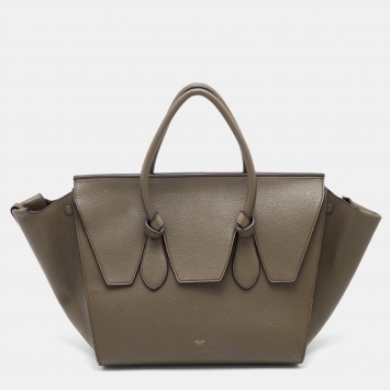 Pre Owned Celine Brown Leather Medium Tie Tote
