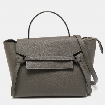 Pre Owned Celine Grey Leather Mini Belt Top Handle Bag