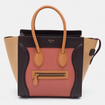 Pre Owned Celine Multicolor Leather Micro Luggage Tote