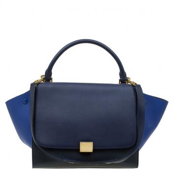 Pre Owned Celine Tri Color Leather Medium Trapeze Bag