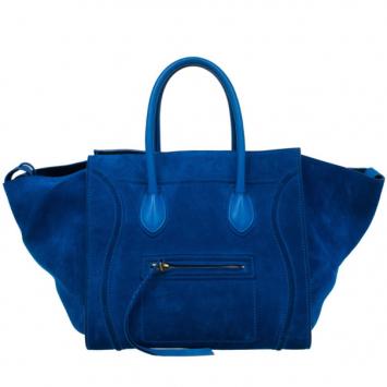 Pre Owned Celine Antique Blue Suede Medium Phantom Tote