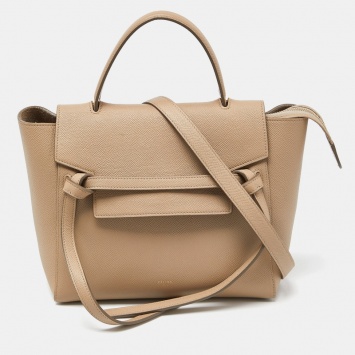 Pre Owned Celine Beige Leather Micro Belt Bag