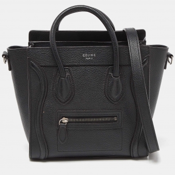 Pre Owned Céline Black Leather Nano Luggage Tote