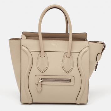 Pre Owned Celine Dune Leather Micro Luggage Tote