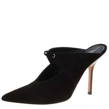 Pre Owned Celine Black Suede Pointed Toe Mules Size 40