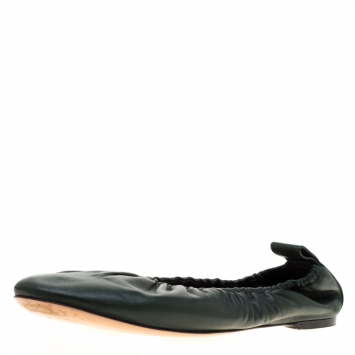 Pre Owned Celine Green Leather Scrunch Ballet Flats Size 39