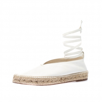 Pre Owned Celine White Leather Babouche  Pointed Toe Espadrilles Size 37
