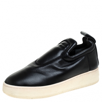 Pre Owned Celine Black Leather Slip On Sneakers Size 36