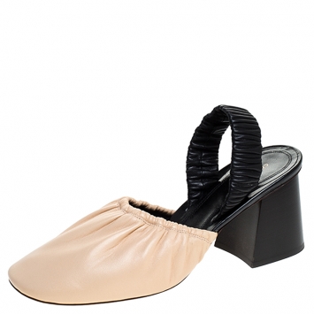 Pre Owned Céline Black/Beige Leather Slingback Sandals Size 39