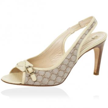 Pre Owned Celine Cream Monogram Sandals Size 38.5