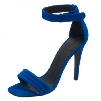 Pre Owned Celine Blue Suede Ankle Strap Sandals Size 37
