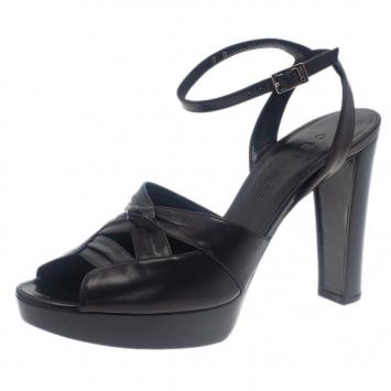 Pre Owned Celine Black Leather Ankle Strap Sandals Size 39