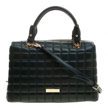 Pre Owned Cerruti 1881 Green Quilted Leather Maya Satchel