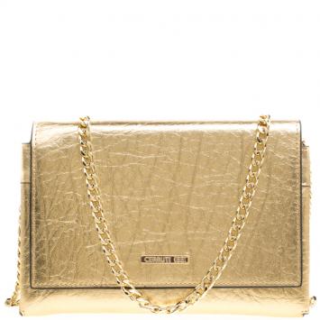 Pre Owned Cerruti 1881 Gold Leather Cerrutis Chain Clutch