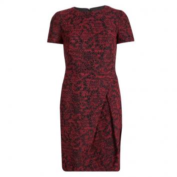 Pre Owned CH Carolina Herrera Red and Black Textured Dress S