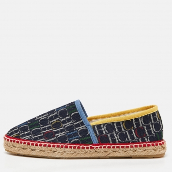 Pre Owned CH Carolina Herrera Multicolor Monogram Canvas Espadrille Flats Size 40