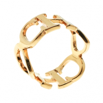 Pre Owned CH Carolina Herrera Gold Tone Band Ring Size 55