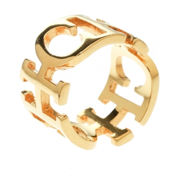 Pre Owned CH Carolina Herrera Gold Tone Band Ring Size 53