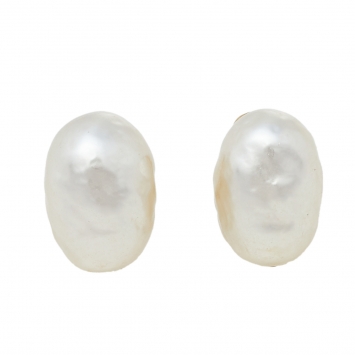 Pre Owned Carolina Herrera Pearl Gold Tone Stud Earrings