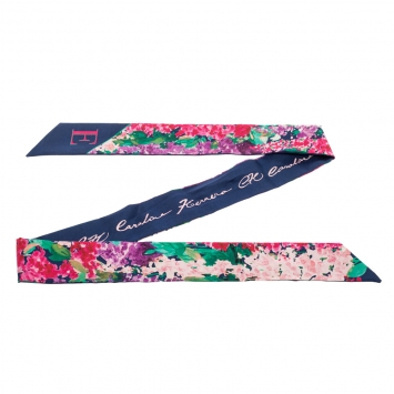 Pre Owned CH Carolina Herrera Floral ABCH Printed Silk Bandeau Scarf