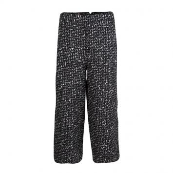 Pre Owned CH Carolina Herrera Monochrome Tweed Fringe Edged Slit Detail Culottes M