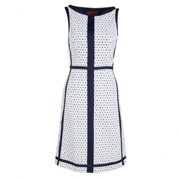 Pre Owned CH Carolina Herrera Navy Blue and White Eyelet Embroidered Sleeveless Dress S