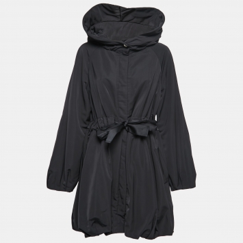 Pre Owned CH Carolina Herrera Black Synthetic Drawstring Hooded Jacket L