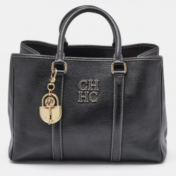 Pre Owned CH Carolina Herrera Black Leather Matteo Tote