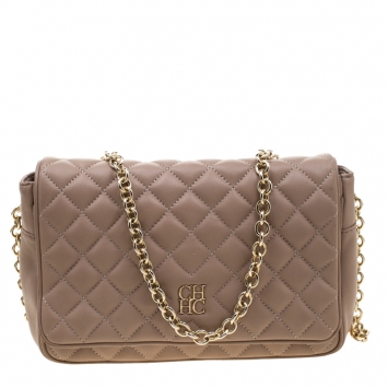 مملوكة مسبقًا CH Carolina Herrera Beige Quilted Leather Shoulder Bag