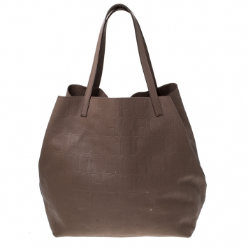 Pre Owned Carolina Herrera Light Brown Monogram Leather Matryoshka Tote