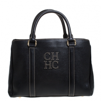 Pre Owned Carolina Herrera Black Leather Andy Boston Bag