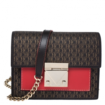 Pre Owned Carolina Herrera Monogram Leather Small Crossbody Bag 