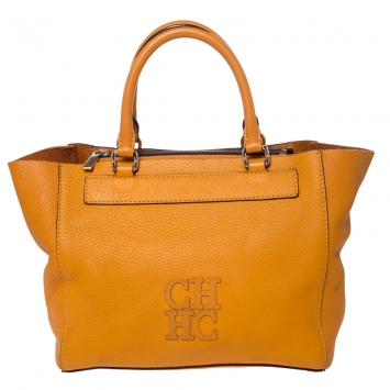 Pre Owned Carolina Herrera Yellow Leather Tote
