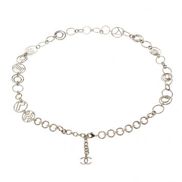 Pre Owned Chanel CC Logo Charm Gold Tone Chain Link Belt / Necklace