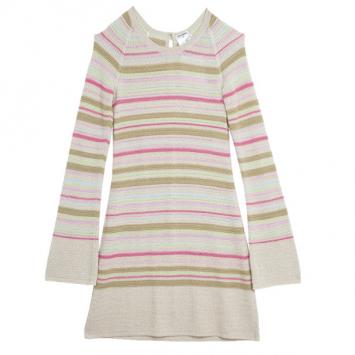 Pre Owned Chanel Striped Long Sleeved Dress M