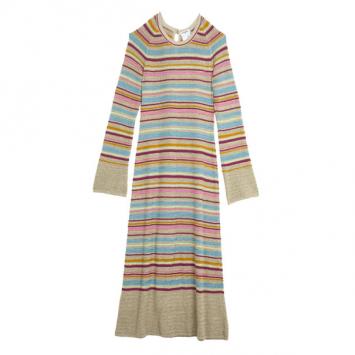 Pre Owned Chanel Resort 2011 Striped Long Sleeve Dress M