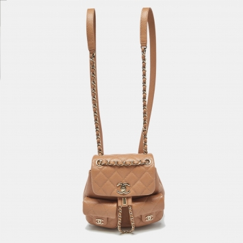 Chanel Tan Quilted Caviar Leather Mini Duma Backpack
