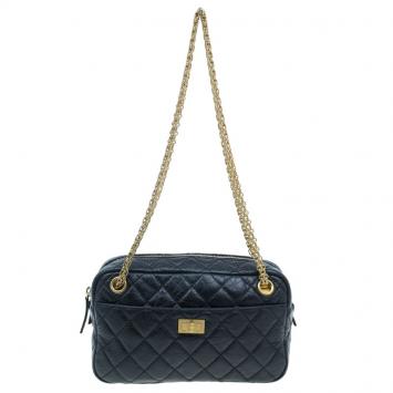 Pre Owned Chanel Black Leather Small Reissue Camera Bag