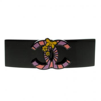 Pre Owned Chanel Black CC Multicolor Hair Clip Barrette